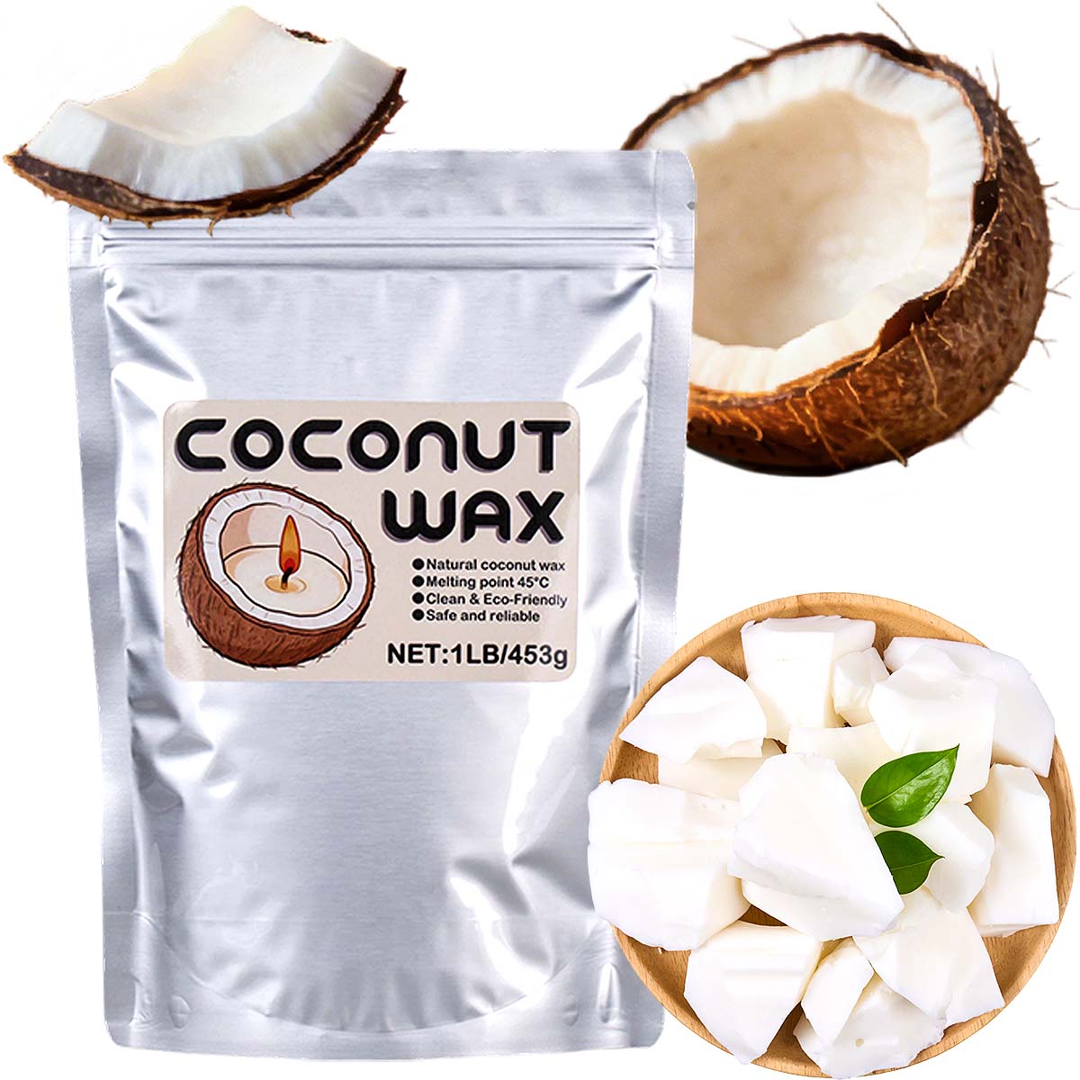 Cera de Coco Blanca de 1 Libra - Coconut Wax Flake reseña y precio
